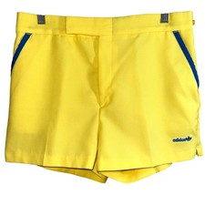 Vintage Adidas 70s 80s Originals Yellow Trefoil Tennis Short 3  Shorts Size 34