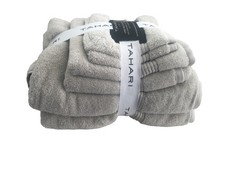 New Tahari Home 6 Piece Towel  Washcloth Set Light Taupe Ivory Luxury