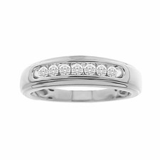 Men's 0.25ct Round Natural Diamond 10k White Gold Band