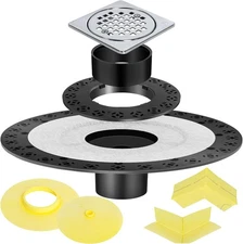 Shower Drain Kit Compatible with Schluter kerdi Systems, 4 inch Chrome 