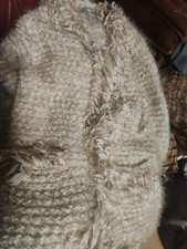 Ashley Brooke Zottel Strickmantel Strickjacke lang kuschelig Natur Größe 38