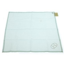 HERMES Silk Handkerchief 45cm Light Blue Logo...