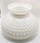 Vtg Milk Glass Crimp Top Hobnail Hurricane Lamp Shade 6 1/2" Fitter 5 1/2" Tall