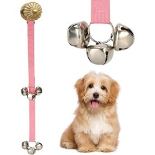 Adjustable Pink Dog Door Bell for Potty Training with Height and Length Control