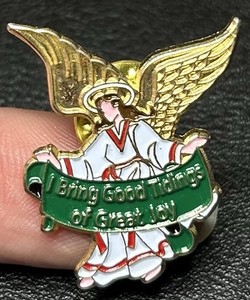 Shernan "I Bring Good Tidings of Great Joy" Pin with Angel, Enamel Lapel Pin New