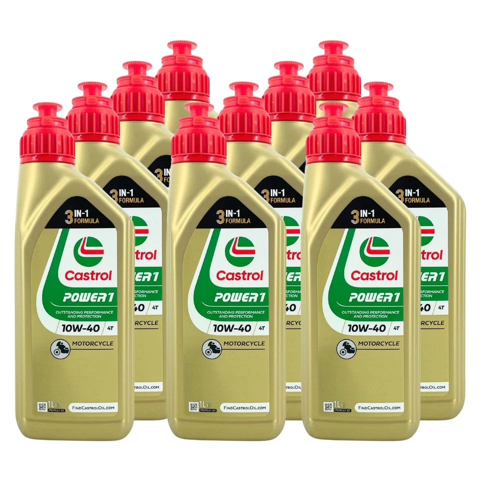 10x1 Liter Castrol Power 1 4T 10W-40 Motorradöl API SN JASO MA-2 - Bild 1 von 1