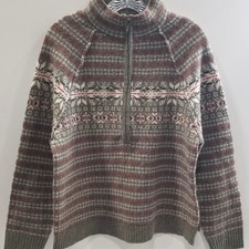 NWT Woolrich Women's Fair Isle 100 Lambs Wool 1/2 Zip Pullover Sweater size L