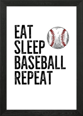 Eat Sleep Baseball Repeat Framed Wall Art Poster Canvas Print Picture