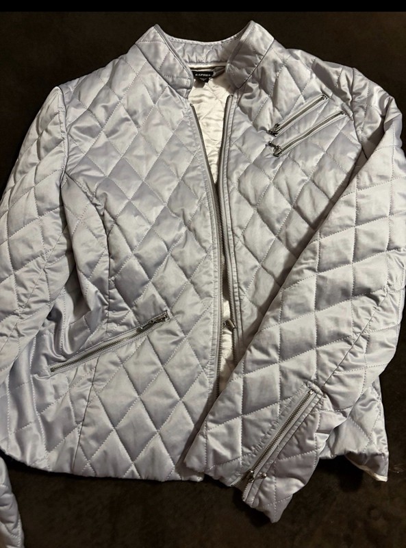 Express brand, silver padded, lightweight jacket, size 12