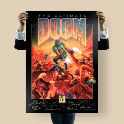 The Ultimate DOOM Poster   Classic id Software Cover Art   Retro FPS Game Print