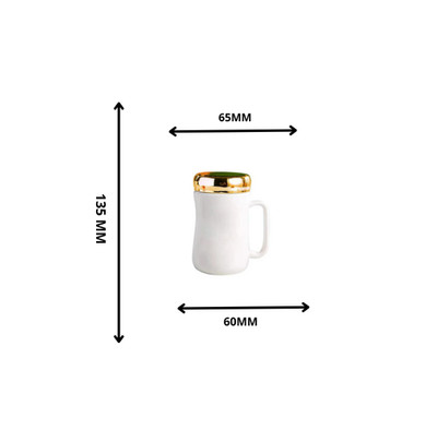 Ceramic Coffee Mug Travel ceramic Mug Coffee with Gold Mirror Lid.