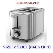 BLACK DECKER 2-Slice Toaster 7 Shade Settings Extra-Wide Bagel Slots Stainless