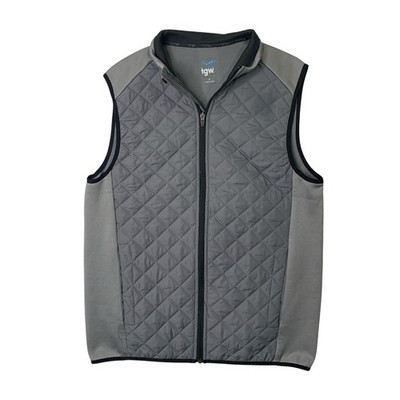 TGW Vest Mens M Medium Grey Quilted The Golf Warehouse Fleece Lined Sleeveless