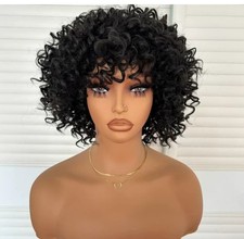 Afro Kinky Curly Black Color Synthetic Hair Wigs For Black Women Soft Natural