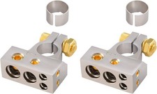 2,4,8 or 10 Gauge Battery Terminals w/Shims - Positive  Negative  2 pack
