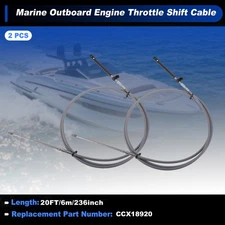 2Pcs 6m Boat Throttle Shift Control Cable Marine Outboard Remote Cable Grey