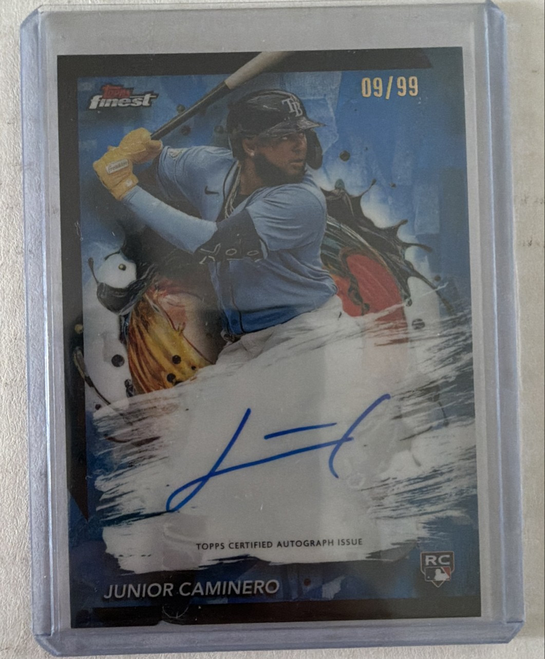 2024 Topps Finest - Finest Autographs Junior Caminero #FA-JCA Blue Refractor /99