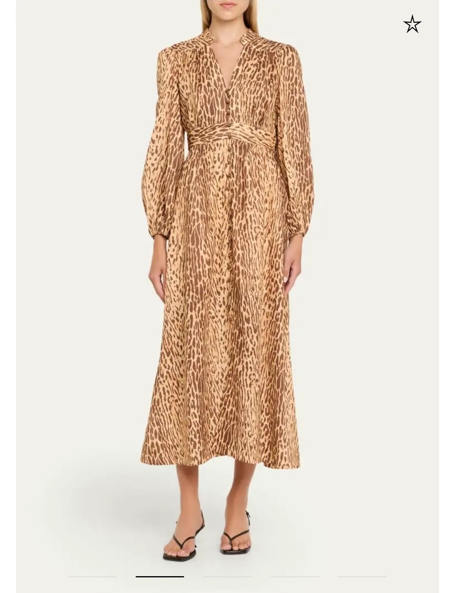 AUTH Zimmermann Cascadian Leopard Print Midi Dress Size 3 AU/10 US | eBay