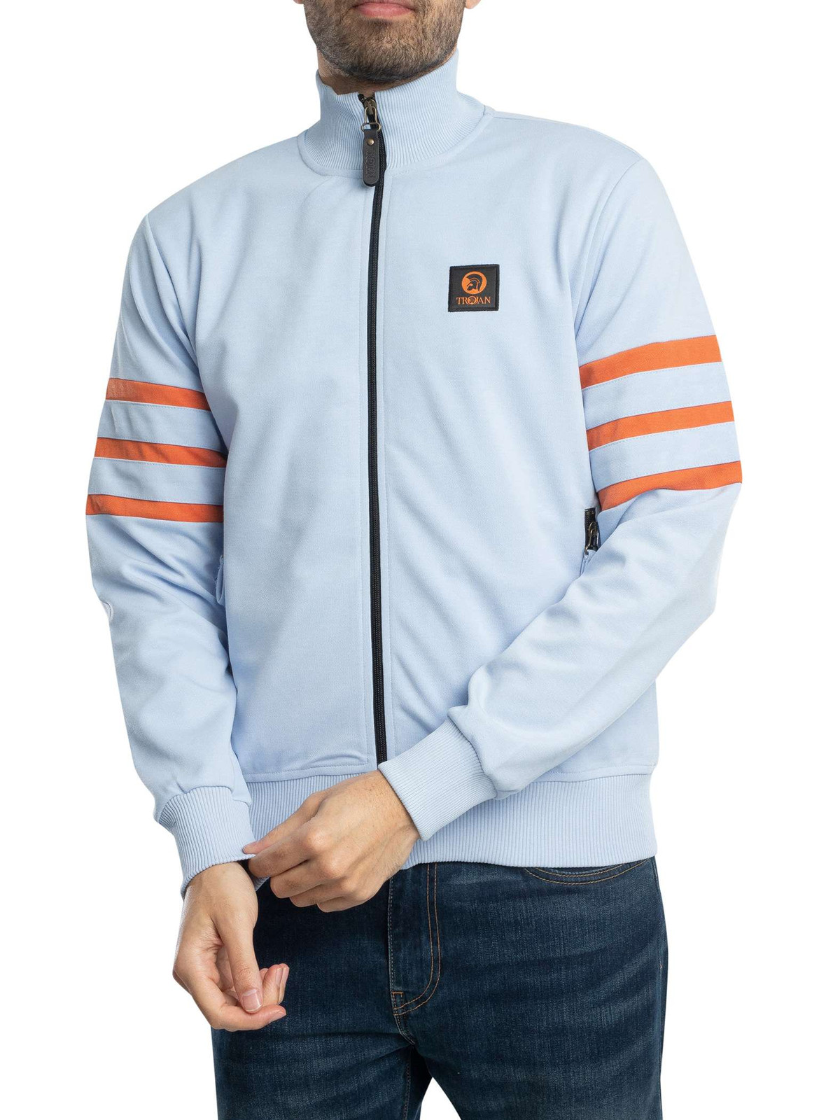 Мужская спортивная куртка Trojan с рукавами в полоску, синий
