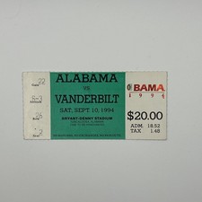 ALABAMA CRIMSON TIDE vs VANDERBILT COMMODORES 1994 Football Game Ticket Stub