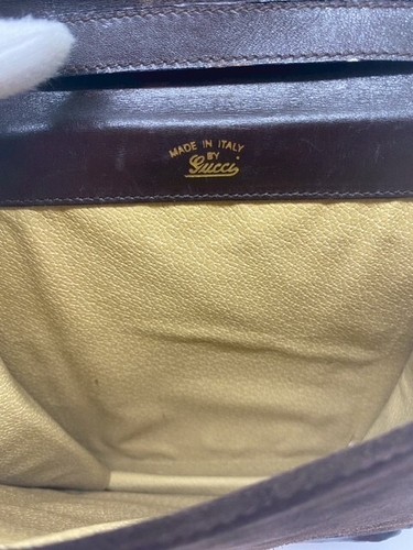 Borsa a tracolla Gucci scamosciata marrone linea sherry autenticità - Foto 5 di 11