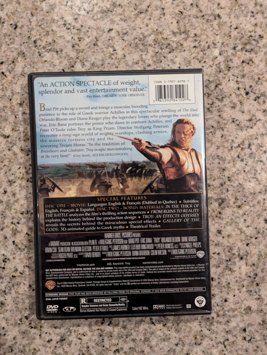 Troy (DVD) (2-Disc Full Scree Edition) (VG) Brad Pitt Orlando