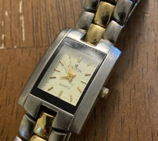 Croton Womens Watch Silver Gold Tone Case Runs w new battery