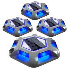 4Pack Solar Deck Lights Driveway Dock Lights Blue Light for Step Sidewalk Fence