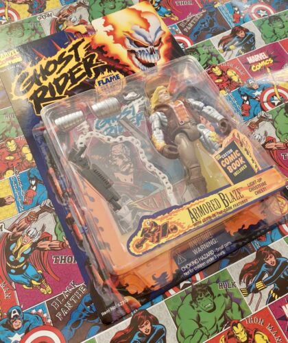 GHOST RIDER ARMORED BLAZE FIGURE TOYBIZ . 1995. Flame glow features. - Picture 2 of 4