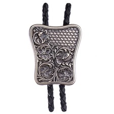 Bolo Tie mit feinen Ranken verziert, echt versilbert, Western Krawatte