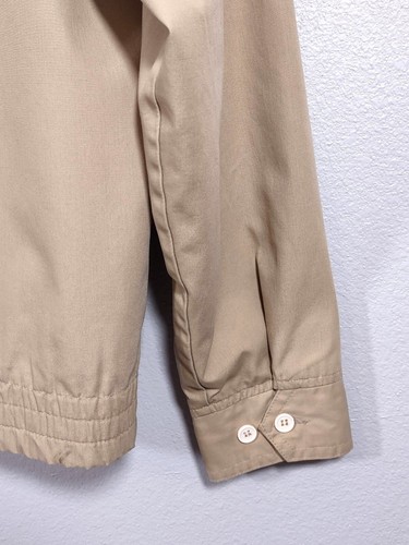 Vintage Sears Mens Large Jacket 70s Zip Up Khaki Lined Utility Button Collar - Picture 6 of 9