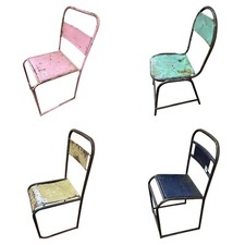 Metall Stuhl Vintage Antik Retro Pflanzenhocker Deko Blumenständer Garten