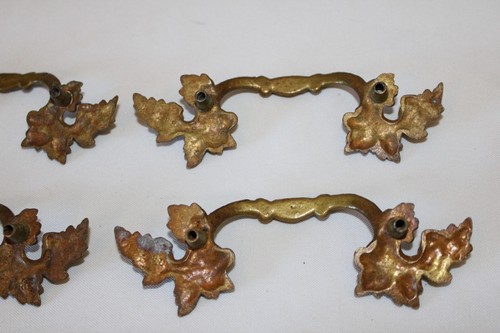 Antique Brass Furniture Pulls French Leaves 5 1/2" Matching Set 6 - Picture 12 of 13