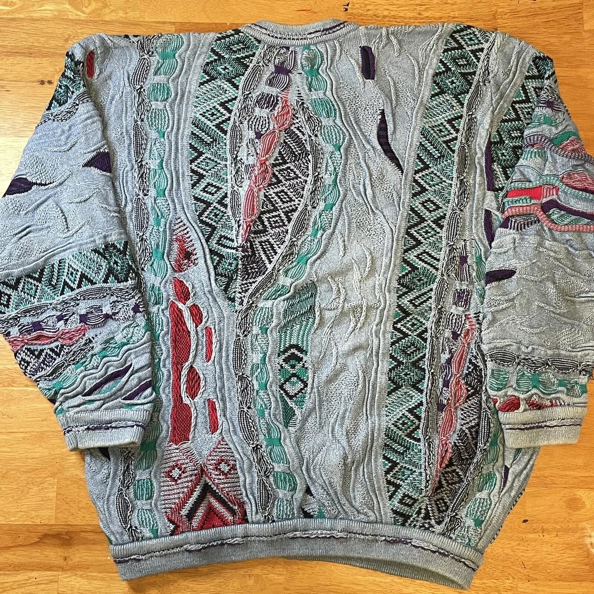 Vintage Coogi Blues Sweater Cotton Australia Thick Textured 3D Knit Biggie XL