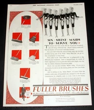 1929 OLD MAGAZINE PRINT AD, FULLER BRUSHES, SIX SILENT MAIDS TO SERVE YOU, ART!