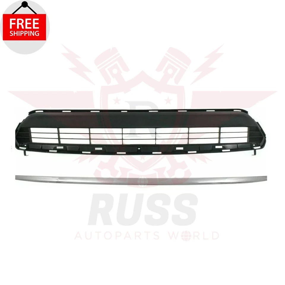New Front Bumper Lower Grille & Chrome Molding Fits 2011-2013 Toyota Highlander Foto 2 de 4