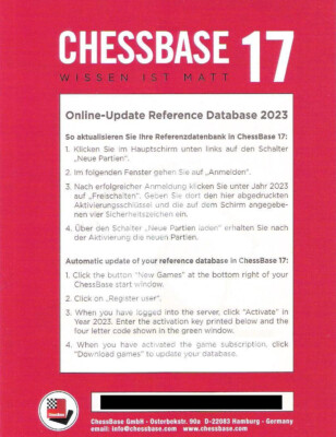 ChessBase - Online-Update Referenzdatenbank / Reference Database 2023 NEU Schac