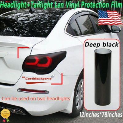#ad #ad 12quot;x78quot;Gloss Dark Black Film Smoke Tint Lens Vinyl Wrap For Headlight taillight $6.49