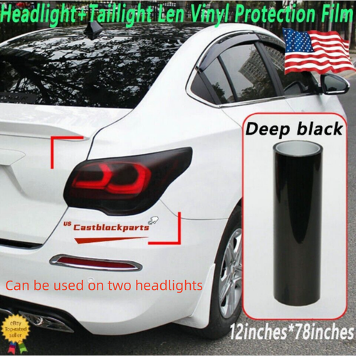 For Headlight Taillight Gloss Dark Black Film Smoke Tint Lens