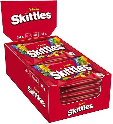 Skittles Fruits - Frucht Kaubonbon Dragees Früchte - 14 Beutel je 38g