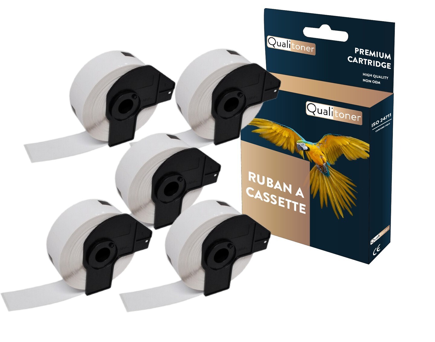 Étiquette ronde DK11218 compatible Brother Ø 24 mm en rouleau blanc pour expédition