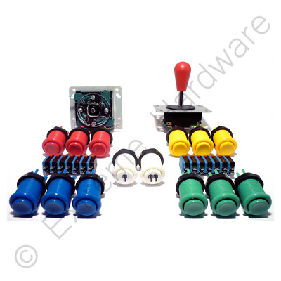 2 Player Arcade Control Kit - 2 Bat Top Joysticks, 14 Buttons - MAME ...