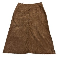 Vintage Faux Suede Maxi Skirt Womens M Braided Trim Western Cowgirl Boho Festiva