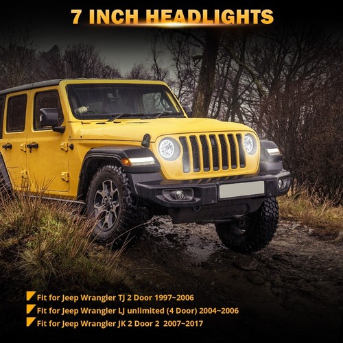 AUXBEAM 135W LED Headlights 7Inch Round Anti-glare For Jeep Wrangler JK TJ LJ CJ - Picture 7 of 12