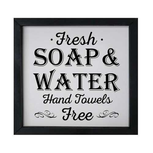 Toilet Bathroom Wall Signs 11.5x11.5 Framed Shadow Box Decor - Water Free - Picture 3 of 16