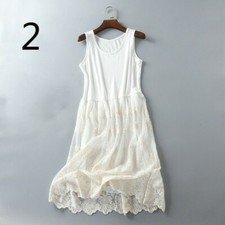 Lady Vest Lace Floral Dress Sleeveless Slips Spaghetti Embroidery Trim Layer SPW