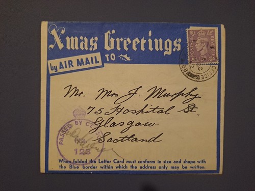 Medio Oriente 1942 FPO 168 Auguri di Natale Censore lettera aerea a Glasgow GB A16 - Foto 2 di 4