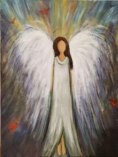 Angel Expressionism art wings Cardinal birds painting spiritual Soulful 