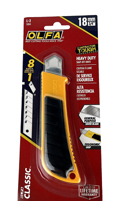 OLFA Classic L-2 5004 18 mm 3/4'' Heavy-Duty Snap-Off Knife Ergonomic Grip NEW