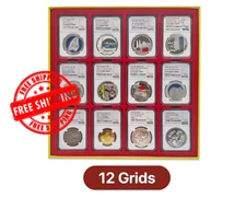 Red Coin Slab Display Tray (12 Grids) for 12 Certified PCGS NGC Coin Slab Holder